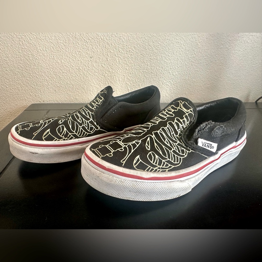 Vans Kids Black Skeleton Slip-On Shoes